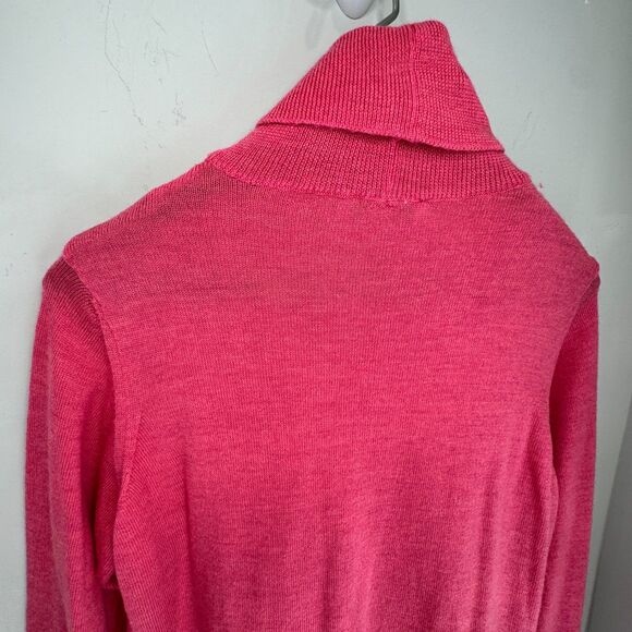 Anna Laura Hot Pink Extra Fine Merino Wool Turtleneck SZ L Classic Essential - Picture 6 of 6